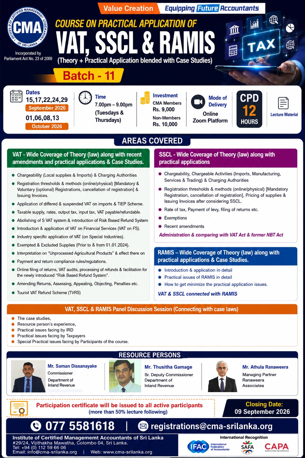 VAT, SSCl & RAMIS - Batch 11