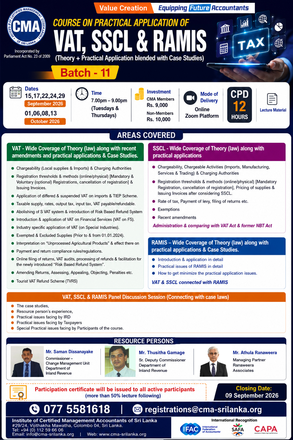 VAT, SSCl & RAMIS - Batch 11 VAT, SSCl & RAMIS - Batch 11